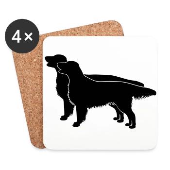 2 Flat Coated Retriever - Untersetzer (4er-Set) - Weiß - Vorne
