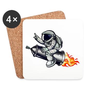 Graffiti astronaut with spray can rocket - Coasters (set of 4) - white - Front