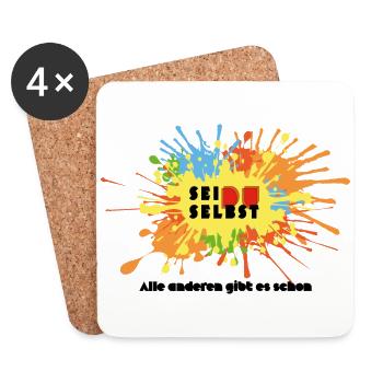 Sei Du Selbst - Selbstvertrauen - Ich bin toll - Untersetzer (4er-Set) - Weiß - Vorne