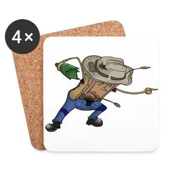 Bande dessinée pain grillé agriculteur en colère|design fantaisiste - Dessous de verre (lot de 4) - blanc - Devant