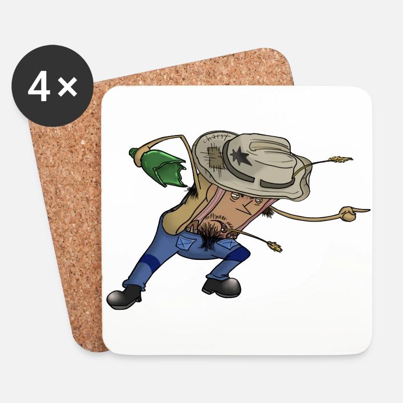 Karikatur-Toastbrot wütender Bauer | skurriles Design - Untersetzer (4er-Set) - Weiß