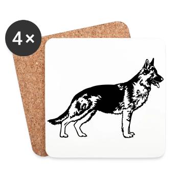 Schäferhund gerader Rücken personalisierbar - Untersetzer (4er-Set) - Weiß - Vorne