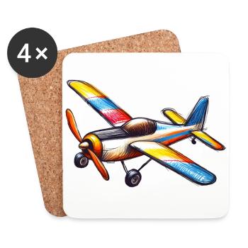 Avion - Dessous de verre (lot de 4) - blanc - Devant