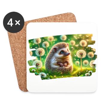 Charming hedgehog in the magic of the summer meadow - Coasters (set of 4) - white - Front