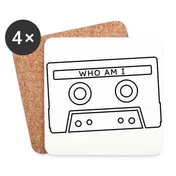 Cassette audio rétro - Dessous de verre (lot de 4) - blanc - Devant