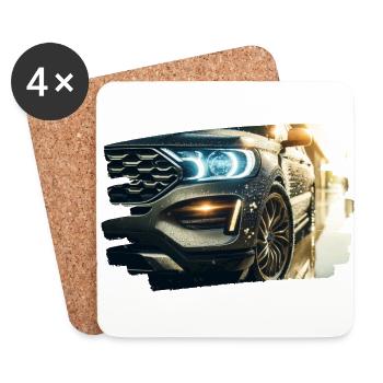 Modern luxury car in the rain reflection - Coasters (set of 4) - white - Front