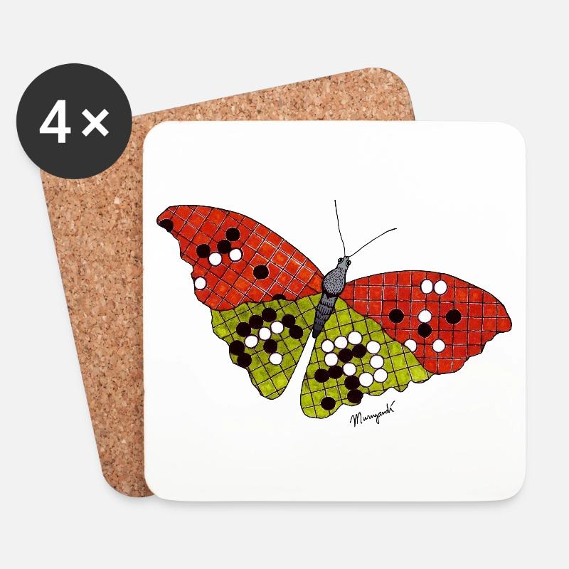 Go Schmetterling - Untersetzer (4er-Set) - Weiß