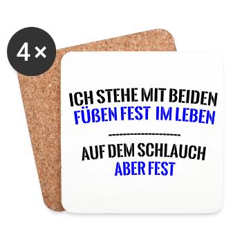 Auf dem Schlauch stehen lustiger Spruch Geschenk - Untersetzer (4er-Set) - Weiß - Vorne
