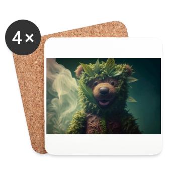 bear cannabis smoke weed - Untersetzer (4er-Set) - Weiß - Vorne