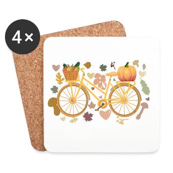 Herbst-Fahrrad - Untersetzer (4er-Set) - Weiß - Vorne