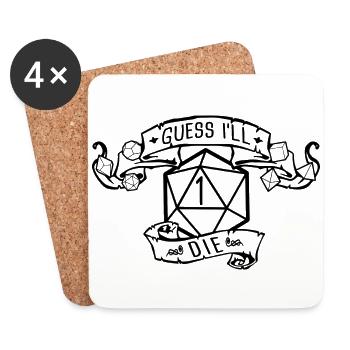 RPG GAME Guess I ll die - Dessous de verre (lot de 4) - blanc - Devant