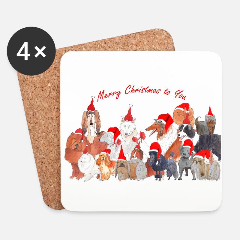 Weihnachtshunde Weihnachtshunde1 - Untersetzer (4er-Set) - Weiß