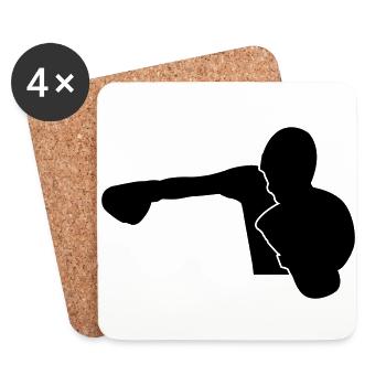 Boxer schlägt KnockOut Design - Untersetzer (4er-Set) - Weiß - Vorne