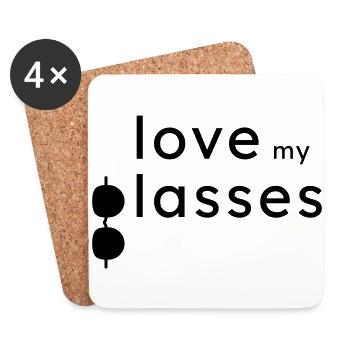 Love my Glasses Geschenk - Untersetzer (4er-Set) - Weiß - Vorne