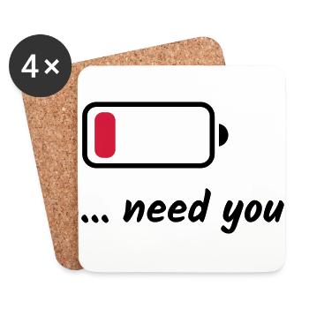 Low Battery Need You - Coasters (set of 4) - white - Front