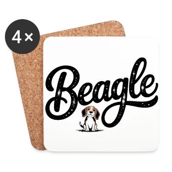 Beagle - Haustier Hund Design - Untersetzer (4er-Set) - Weiß - Vorne