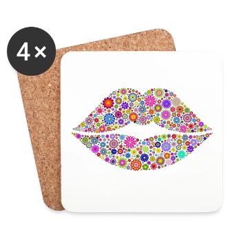 kiss mouth - Coasters (set of 4) - white - Front