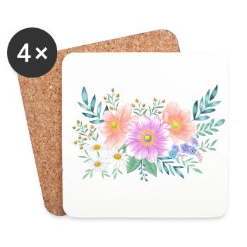 Flower frame with plenty of space for your own text - Coasters (set of 4) - white - Front