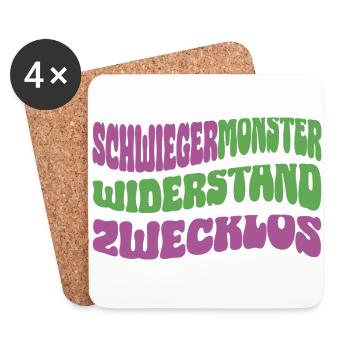 Schwiegermonster Widerstand zwecklos - Untersetzer (4er-Set) - Weiß - Vorne