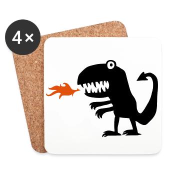 Drache - Untersetzer (4er-Set) - Weiß - Vorne