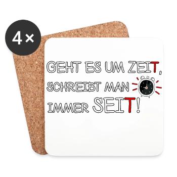 Geht es um Zeit, schreibt man seit! Deutsch Lehrer - Untersetzer (4er-Set) - Weiß - Vorne