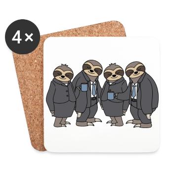 Funny Sloths Group Bureau Équipe Collègues de café - Dessous de verre (lot de 4) - blanc - Devant