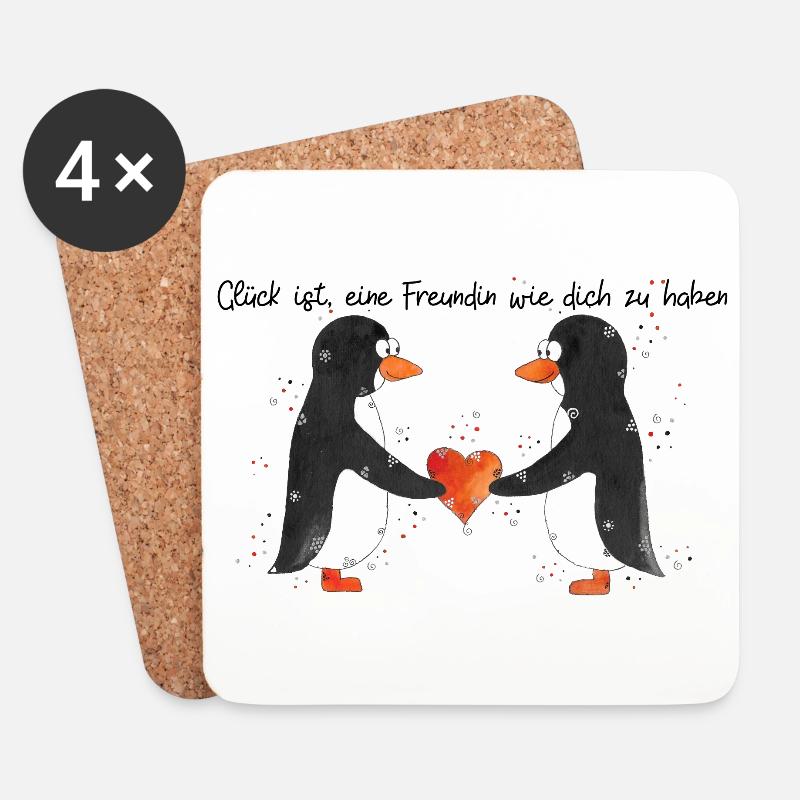 Pinguin Paar - Untersetzer (4er-Set) - Weiß