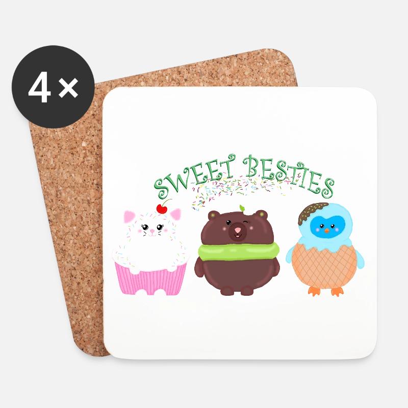 Sweet Besties - Untersetzer (4er-Set) - Weiß