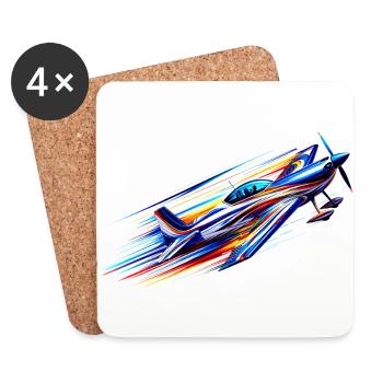 Kunstflugzeug - Untersetzer (4er-Set) - Weiß - Vorne