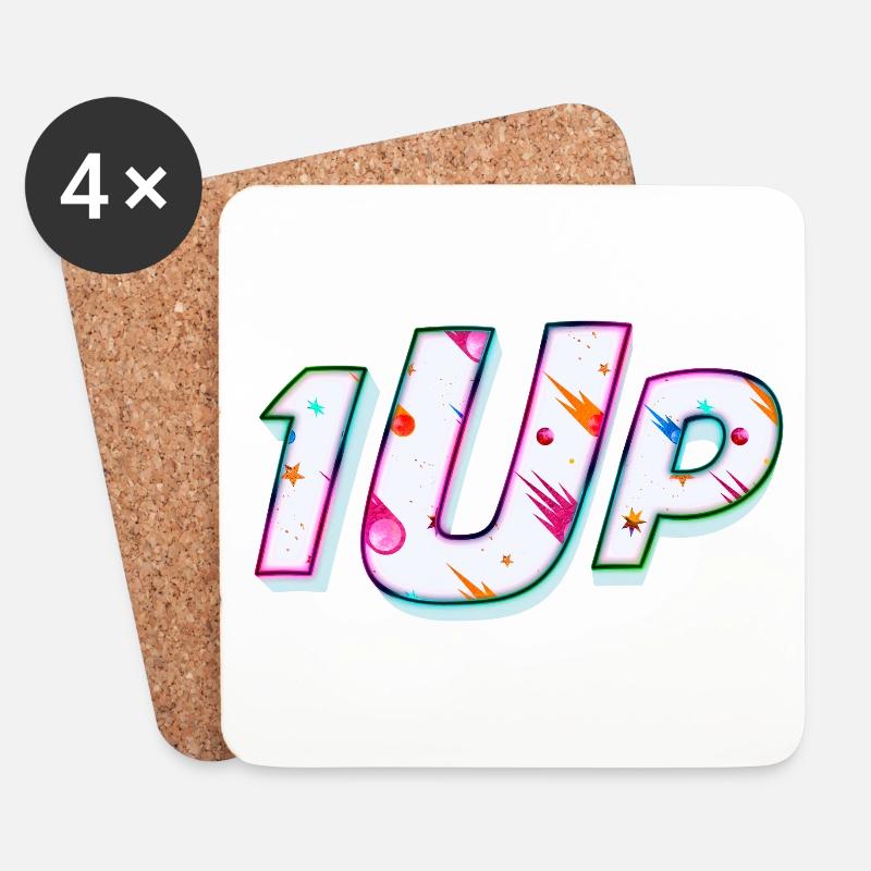 1Up 1up 1UP One Player Gamer - Untersetzer (4er-Set) - Weiß