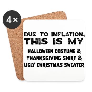 Due To Inflation This Is My Ugly Christmas Sweater - Untersetzer (4er-Set) - Weiß - Vorne