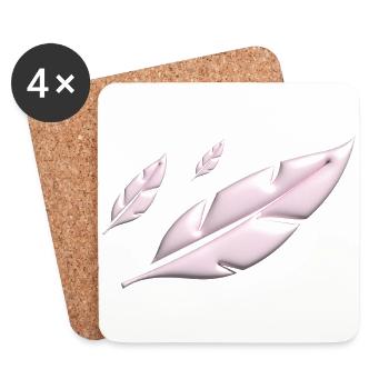 PLUMES ROSES TOMBANT - Dessous de verre (lot de 4) - blanc - Devant