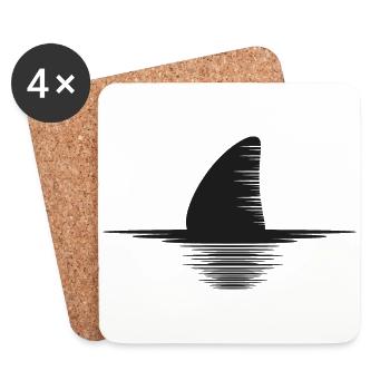 SILHOUETTE OF SHARK FIN SWIMMING - Untersetzer (4er-Set) - Weiß - Vorne