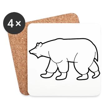 Dessin d’un ours polaire - Dessous de verre (lot de 4) - blanc - Devant