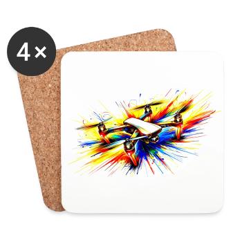 Multicopter, auch Drohne genannt - Farbsplash! - Untersetzer (4er-Set) - Weiß - Vorne