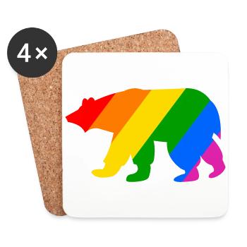 Ours polaire arc-en-ciel - Dessous de verre (lot de 4) - blanc - Devant