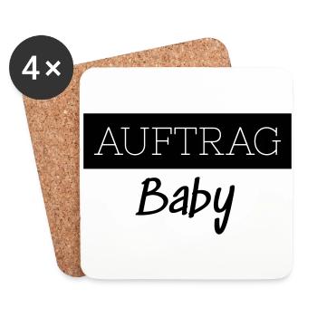 Auftrag Baby Familie Kind Eltern Lustig Geschenk - Untersetzer (4er-Set) - Weiß - Vorne