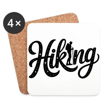 Hiking Typography- Hiking Design - Coasters (set of 4) - white - Front