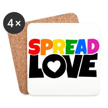 T-shirt with Spread Love in rainbow colours - Coasters (set of 4) - white - Front