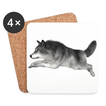 Grey wolf runs - Coasters (set of 4) - white - Front