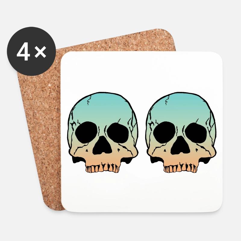 2 Skulls - Untersetzer (4er-Set) - Weiß