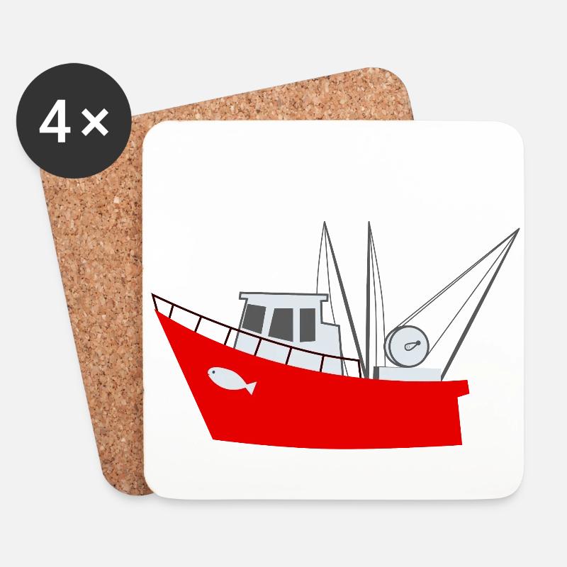 Fischerboot - Meer - Schiff - Untersetzer (4er-Set) - Weiß