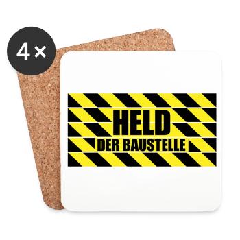 Held der Baustelle! | Bauarbeiter Geschenkidee - Untersetzer (4er-Set) - Weiß - Vorne