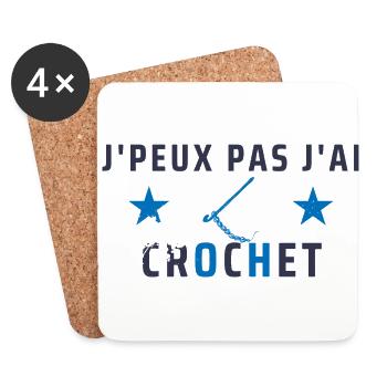 j peux pas j ai crochet - Dessous de verre (lot de 4) - blanc - Devant