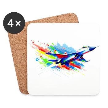 Fighter Jet - Color Splash - Coasters (set of 4) - white - Front