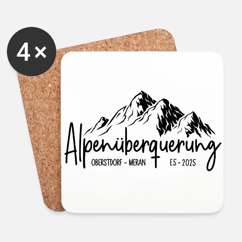 Oberstdorf - Meran / Alpenüberquerung 2025 E5 - Untersetzer (4er-Set) - Weiß