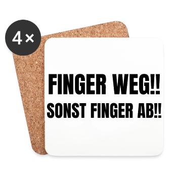 Finger weg sonst Finger ab Sticker - Untersetzer (4er-Set) - Weiß - Vorne