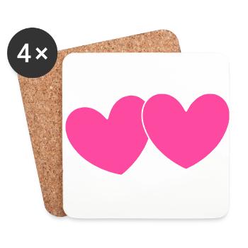 Valentines Pink Heart, Valentine's Day - Coasters (set of 4) - white - Front