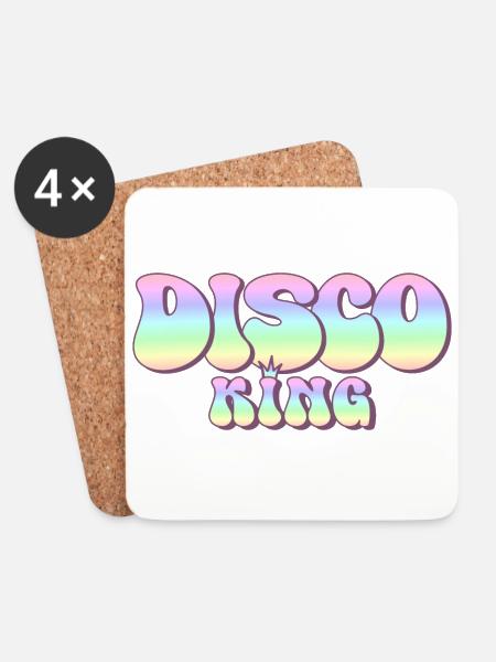 Discoking 70er Jahre Party groovy 70s Disco King - Untersetzer (4er-Set) - Weiß