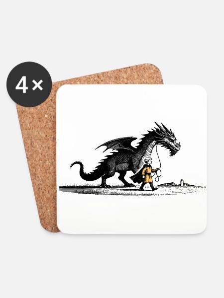 Kleiner Junge mit Drachen - Untersetzer (4er-Set) - Weiß